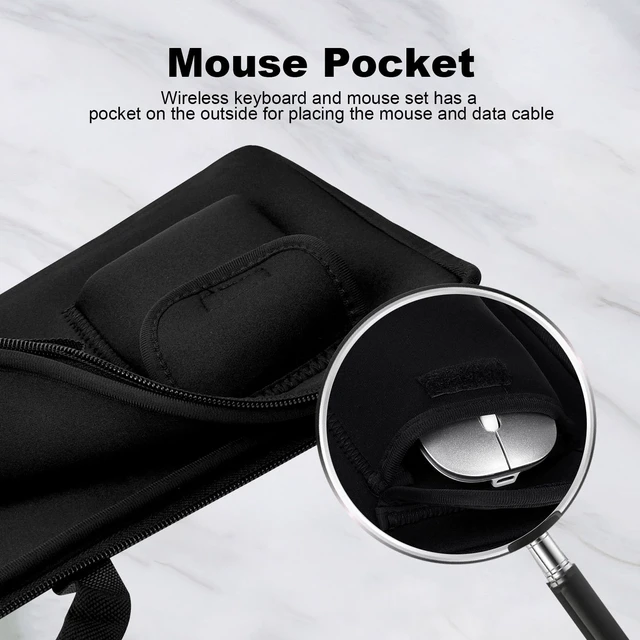 Alt view image 6 of 7 - Keyboard Sleeve for Logitech MK335 Quiet Wireless Keyboard and Mouse Combo | Neoprene Mouse Pouch and Cable Storage Bag,Travel Case for AULA S99 Gaming Keyboard (Bag Only)