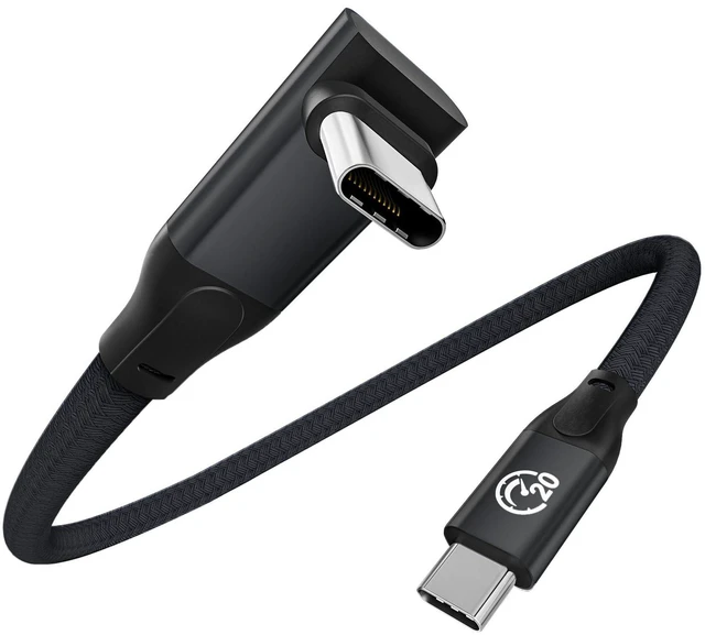 Main image of 90 Degree USB C Cable 1ft, 90° Short USBC to USBC 3.2 20Gbps Data Cable | 5K/4K 60Hz Monitor Cord, 240W PD Type C Rapid Charging Cord for iPhone 17 16 Pro Max, iPad, MacBook, Dell XPS, Surface