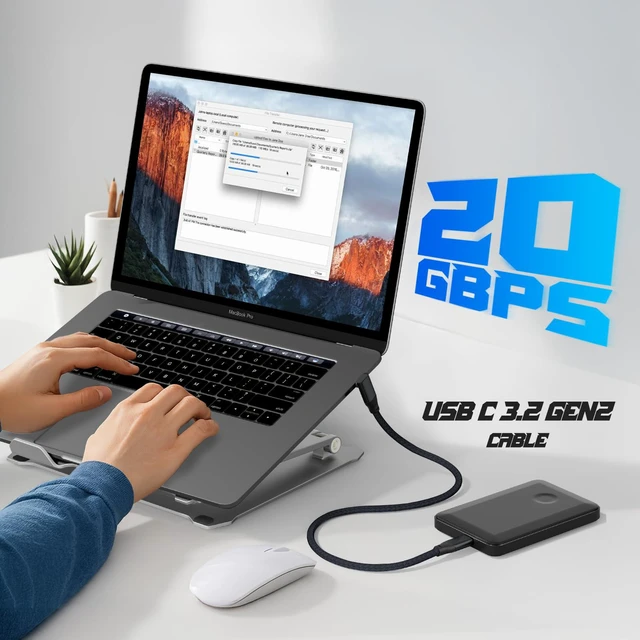 Alt view image 4 of 7 - 90 Degree USB C Cable 1ft, 90° Short USBC to USBC 3.2 20Gbps Data Cable | 5K/4K 60Hz Monitor Cord, 240W PD Type C Rapid Charging Cord for iPhone 17 16 Pro Max, iPad, MacBook, Dell XPS, Surface