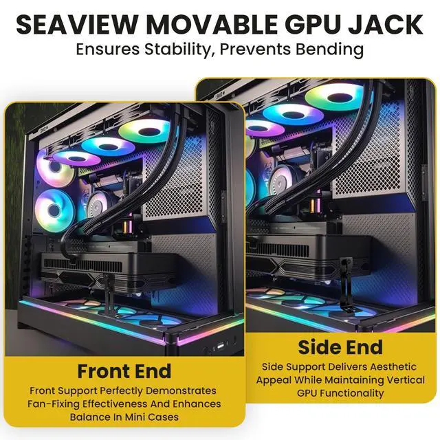 Alt view image 2 of 7 - 1 Set GPU Support Bracket | Adjustable Graphics Card Bracket for 12cm & 14cm Fans | 0.24-3.78 Inch Iron Build | Fits Vertical/Horizontal Video Card Mounts