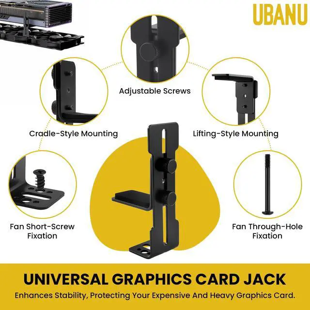 Alt view image 5 of 7 - 1 Set GPU Support Bracket | Adjustable Graphics Card Bracket for 12cm & 14cm Fans | 0.24-3.78 Inch Iron Build | Fits Vertical/Horizontal Video Card Mounts