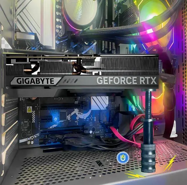 Alt view image 3 of 4 - Graphics Card GPU Support , Height Adjustable GPU Droop Bracket with Magnets and Anti-Slip Plate, Aluminum GPU Bracket to Prevent Graphics Card Droop (51-125 mm) Black