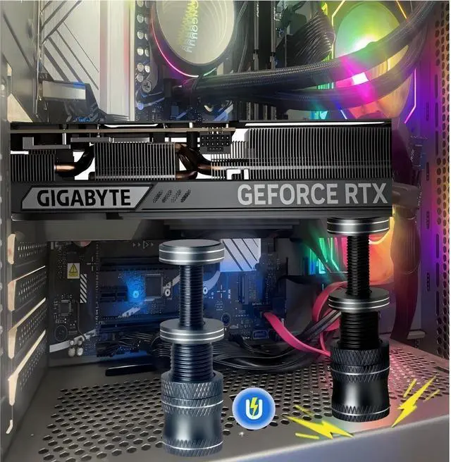Alt view image 4 of 4 - Graphics Card GPU Support , Height Adjustable GPU Droop Bracket with Magnets and Anti-Slip Plate, Aluminum GPU Bracket to Prevent Graphics Card Droop (26-52 mm) Gray