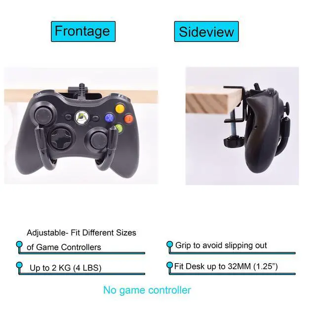 Alt view image 4 of 7 - Desk Mount Game Controller Holder Clamp On Hanger Holder Storage Rack Compatible with PS3/PS4/PS5/Xbox 360/Xbox One/S/X/Elite/Series S/Series X Controller, Pro Controller (1)