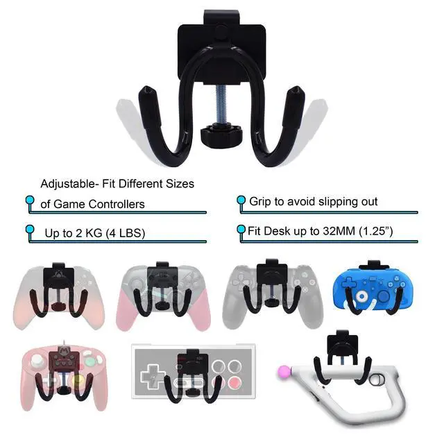 Alt view image 6 of 7 - Desk Mount Game Controller Holder Clamp On Hanger Holder Storage Rack Compatible with PS3/PS4/PS5/Xbox 360/Xbox One/S/X/Elite/Series S/Series X Controller, Pro Controller (1)
