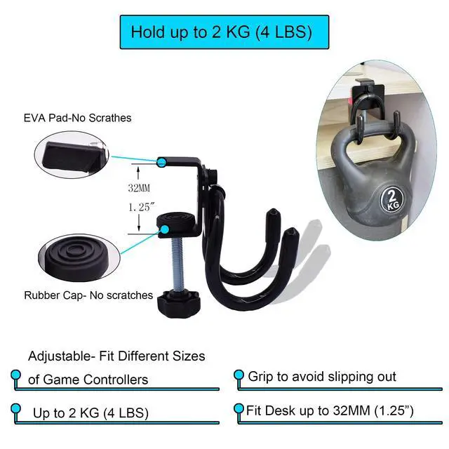Alt view image 3 of 7 - Desk Mount Game Controller Holder Clamp On Hanger Holder Storage Rack Compatible with PS3/PS4/PS5/Xbox 360/Xbox One/S/X/Elite/Series S/Series X Controller, Pro Controller (1)