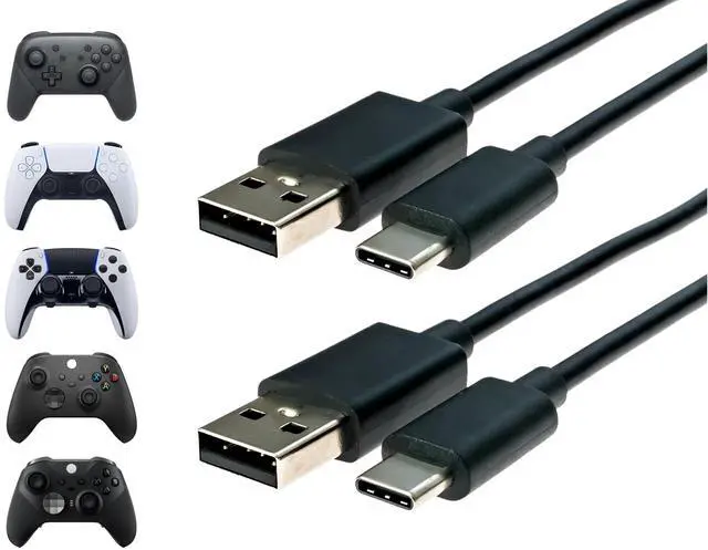 Main image of USB-C Charging Cable for Xbox Series X, PS5, and Nintendo Switch Controllers - Designed Specifically for Gaming - 9FT USB C Type C Charger Chord - 2 Pack