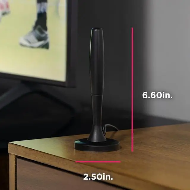 Alt view image 7 of 7 - Portable HD TV Antenna, Indoor Digital Antenna for 1080p 4K 8K, VHF UHF Channels, 20 Mile Range, Magnetic Base, Compact Travel Design for RV, Camping, Tailgating, Black, 81843