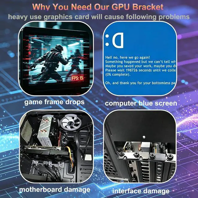 Alt view image 2 of 7 - Aluminum Adjustable GPU Support Bracket,GPU Anti Sag Mount