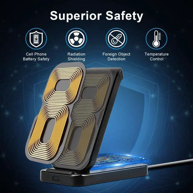 Alt view image 3 of 7 - 2 in 1 Fast Max 15W Qi Wireless Charger Charging Stand for iPhone 16/15/14/13/12/Pro/Max/Plus/Ultra, Airpods 1/2/3/ Pro1/2, Charging Station for Samsung Galaxy S21/S10, Galaxy Buds Live/Pro/+