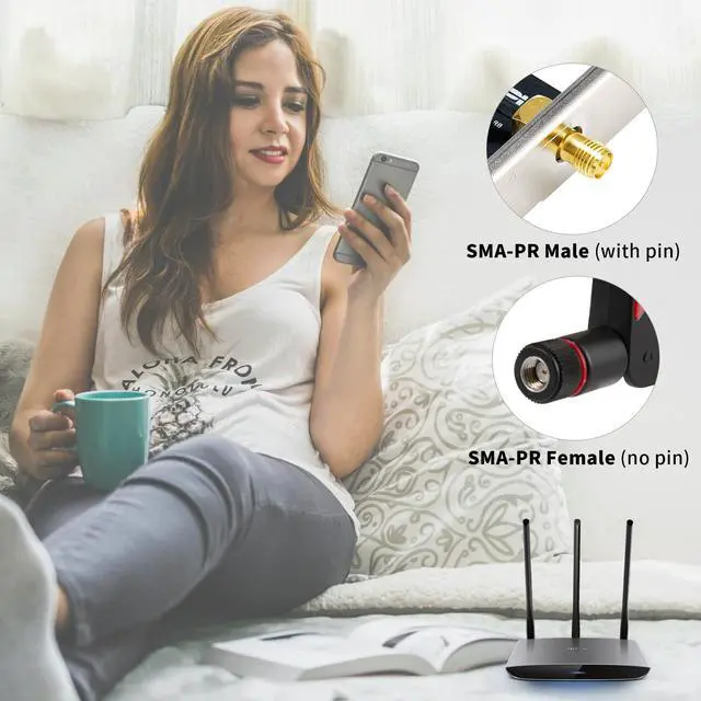 Alt view image 5 of 7 - WiFi 7 Antenna Omnidirectional RP-SMA Male Antenna Compatible with PC Desktop Computer Gaming Motherboard WiFi 7 Router, 2-Pack