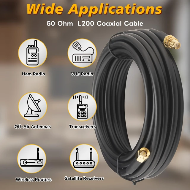 Alt view image 4 of 7 - SMA Coaxial Cable Upgraded 49.2Ft SMA Male to SMA Female Coax Cable LMR200 Equivalent SMA WiFi Extension Low Loss for WiFi Router, 3G 4G 5G LTE Antenna, Better Than RG58