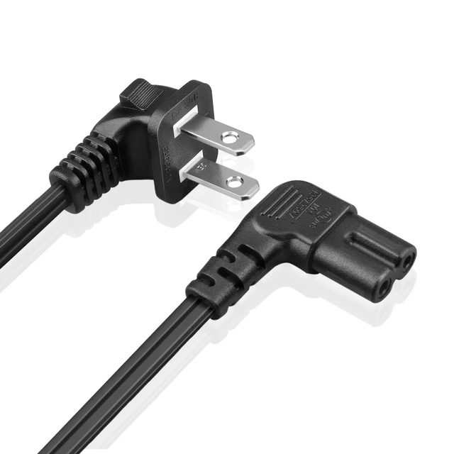 Alt view image 3 of 7 - 6 ft Right Angle 2-Prong C7 Power Cord for Samsung and LG TVs, Black Figure-8 Replacement Cable for Ps5, Ps4, Xbox Series X/S, Printers, Soundbars, and Other Compatible Devices