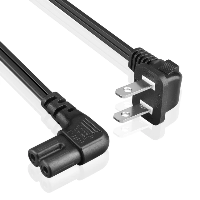 Alt view image 2 of 7 - 6 ft Right Angle 2-Prong C7 Power Cord for Samsung and LG TVs, Black Figure-8 Replacement Cable for Ps5, Ps4, Xbox Series X/S, Printers, Soundbars, and Other Compatible Devices