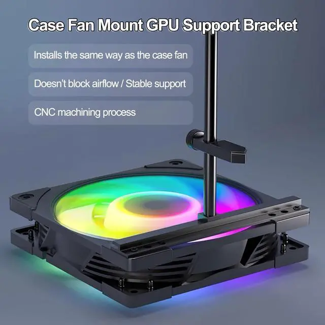 Alt view image 4 of 7 - GPU Support Bracket for Fan Mounting, Adjustable GPU Support for All-View PC Case, Video Card Support GPU Stand Holder with Anti-Slip Pad, 10-120mm