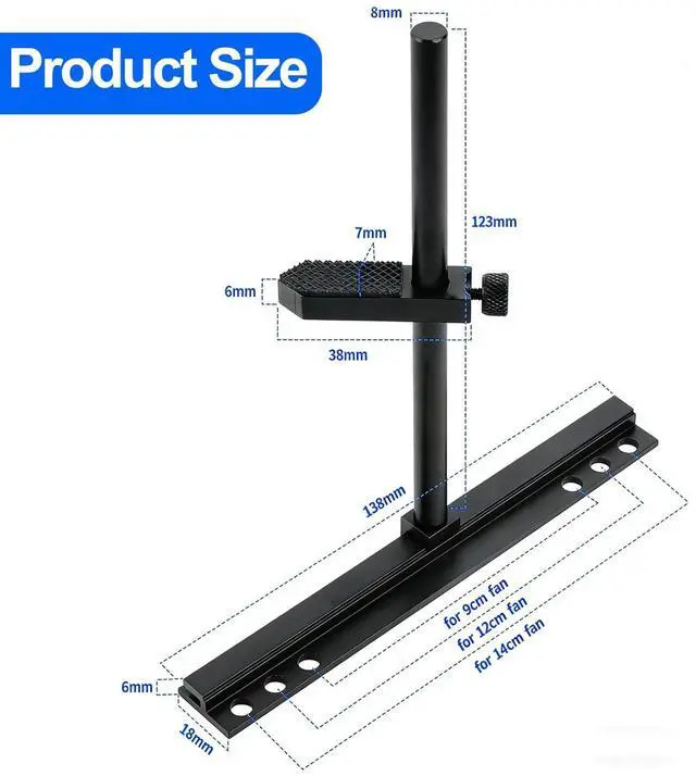 Alt view image 2 of 7 - GPU Support Bracket for Fan Mounting, Adjustable GPU Support for All-View PC Case, Video Card Support GPU Stand Holder with Anti-Slip Pad, 10-120mm