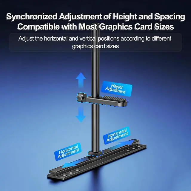 Alt view image 5 of 7 - GPU Support Bracket for Fan Mounting, Adjustable GPU Support for All-View PC Case, Video Card Support GPU Stand Holder with Anti-Slip Pad, 10-120mm