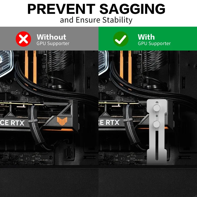 Alt view image 3 of 7 - GPU Support Bracket, Graphics Card Support,Video Card Holder Bracket,Adjustable GPU Anti Sag Brace 6-96mm (White)