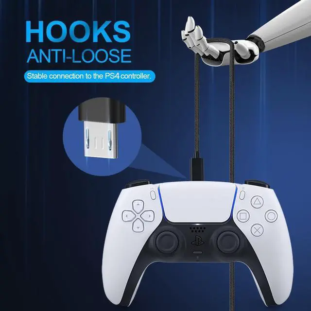 Alt view image 2 of 6 - PS4 Controller Charger Cord,10FT Long PS4 Charging Cable for Xbox One S/X Controller,PS4 Slim/Pro,PC,Micro USB Cable,Braided Type USB A Old Android Phone Charger Dock for Playstation 4 Controller Wire