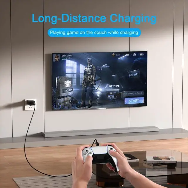 Alt view image 6 of 6 - PS4 Controller Charger Cord,10FT Long PS4 Charging Cable for Xbox One S/X Controller,PS4 Slim/Pro,PC,Micro USB Cable,Braided Type USB A Old Android Phone Charger Dock for Playstation 4 Controller Wire