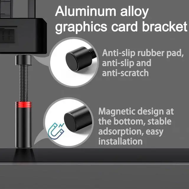 Alt view image 2 of 7 - Graphics Card Support Bracket - Adjustable Height GPU Sag Holder With Magnet & Non-Slip Sheet for Universal Cards (M 1.9-3.0")