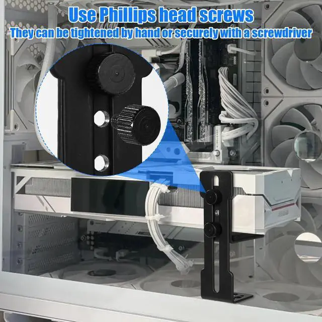 Alt view image 5 of 7 - Graphics Card Bracket, Durable GPU Support Bracket with Metal Screws & Gasket GPU Anti-Sag Stand Holder Mount for PC Build Gaming Computer Setup (Black)