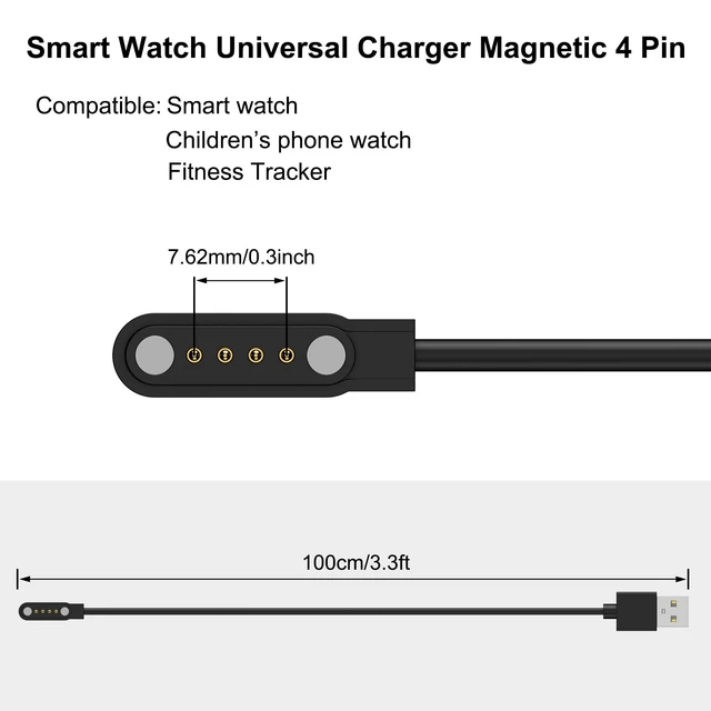 Alt view image 4 of 7 - 4pin Magnetic Charging Cable for Sedzofan Y16B Kids Smart Watch Charger USB Charging Cord