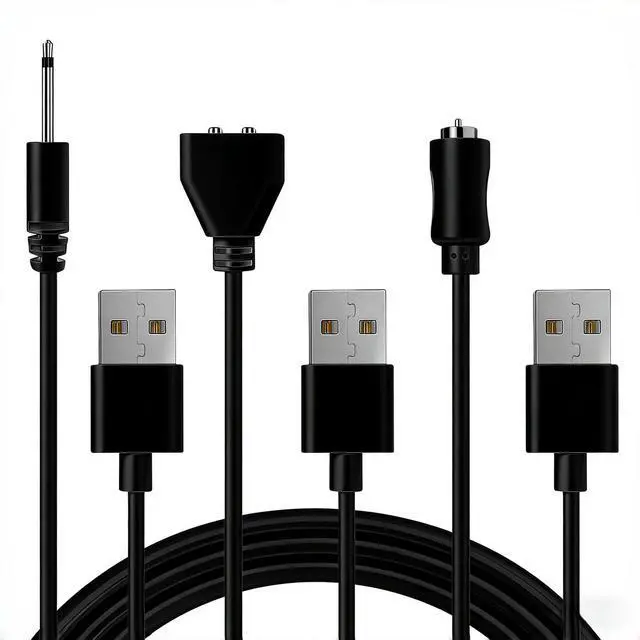 Main image of 3Pack DC Charging Cable Set: 2.5mm Massager Charger 6mm Magnetic USB DC Cable (2.7ft) Single Point Pin Charger Fast Charging Cord for Electric Toothbrush Rechargeable Toys Facial Cleanser More-Biack
