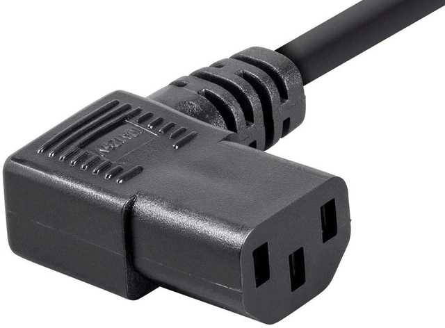Alt view image 3 of 6 - 6ft 14AWG Right Angle Power Cord Cable w/ 3 Conductor PC Power Connector Socket (C13/5-15P) - Black