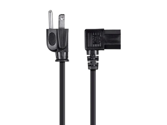 Alt view image 2 of 6 - 6ft 14AWG Right Angle Power Cord Cable w/ 3 Conductor PC Power Connector Socket (C13/5-15P) - Black