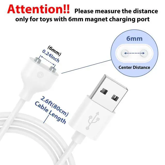 Alt view image 4 of 7 - 6mm Magnetic USB Cable DC Charger with 2 Pins Replacement Charging Cord for Massager