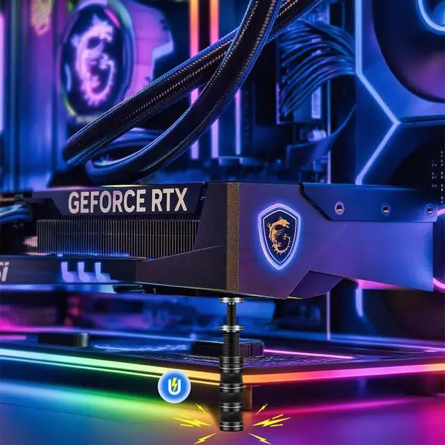 Alt view image 5 of 6 - Graphics Card Brace Support, Magnetic Anti-Sag Holder Bracket, Black All-Aluminum GPU Stand with Adjustable Height 51-125mm