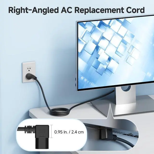 Alt view image 2 of 7 - 2-Pack 16 AWG Low-Profile Right Angle Power Cord, 6ft | 13A / 125V, NEMA 5-15P to IEC C13, Dual Right-Angle Connectors, SJT Jacket, C13 Power Cable