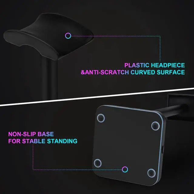 Alt view image 4 of 6 - Headphone Stand with Wireless Charger Gaming Headset Holder 2 IN 1 Wireless Charging Pad & 2 USB Charger Ports for Desktop PC Game Accessories
