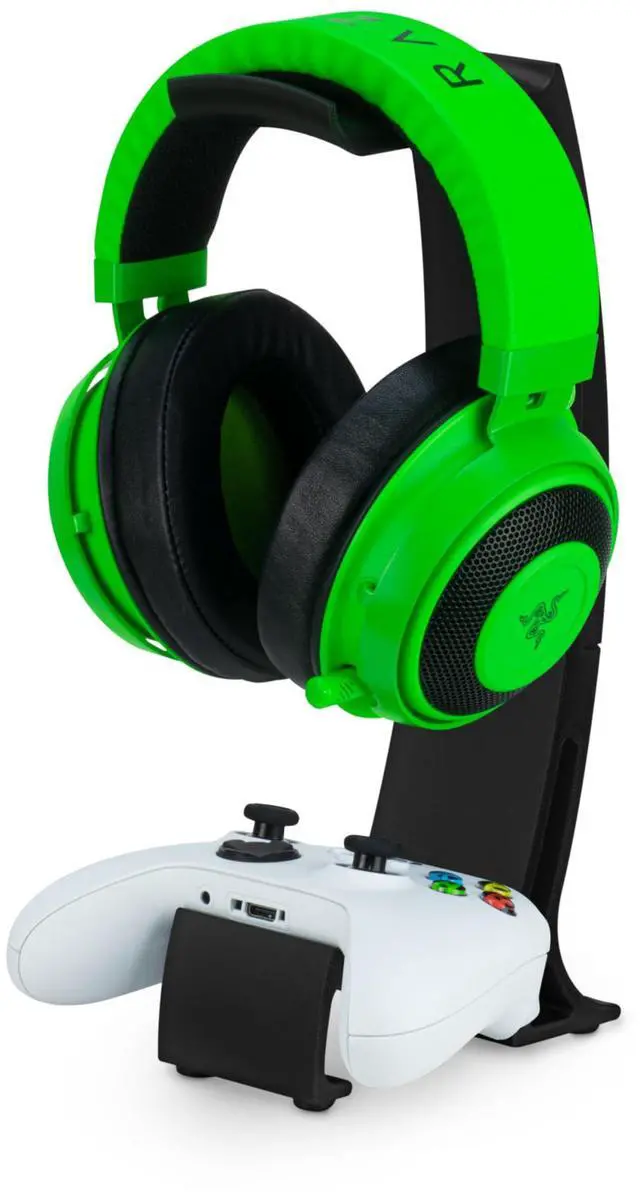 Main image of Headphone Stand & Game Controller Holder Sleek Headset Hanger & Gamepad Stand for Xbox, PlayStation, Legacy, Retro & More (UGDS16)