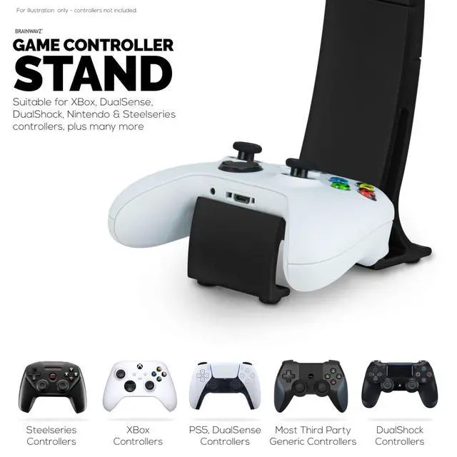 Alt view image 3 of 7 - Headphone Stand & Game Controller Holder Sleek Headset Hanger & Gamepad Stand for Xbox, PlayStation, Legacy, Retro & More (UGDS16)