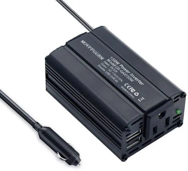Main image of 150W Power Inverter 12V DC to 110V AC Car Plug Adapter Outlet Converter with 2.4A Dual USB AC car Charger for Laptop Computer