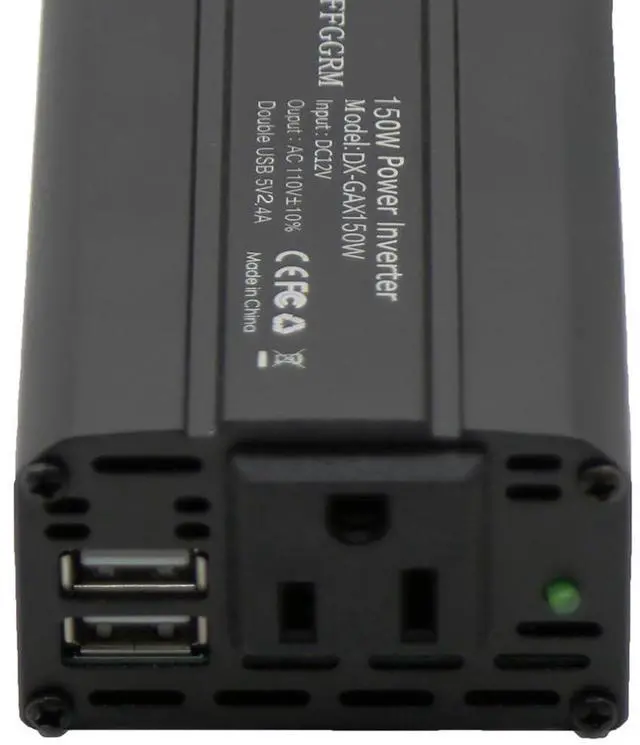 Alt view image 6 of 6 - 150W Power Inverter 12V DC to 110V AC Car Plug Adapter Outlet Converter with 2.4A Dual USB AC car Charger for Laptop Computer