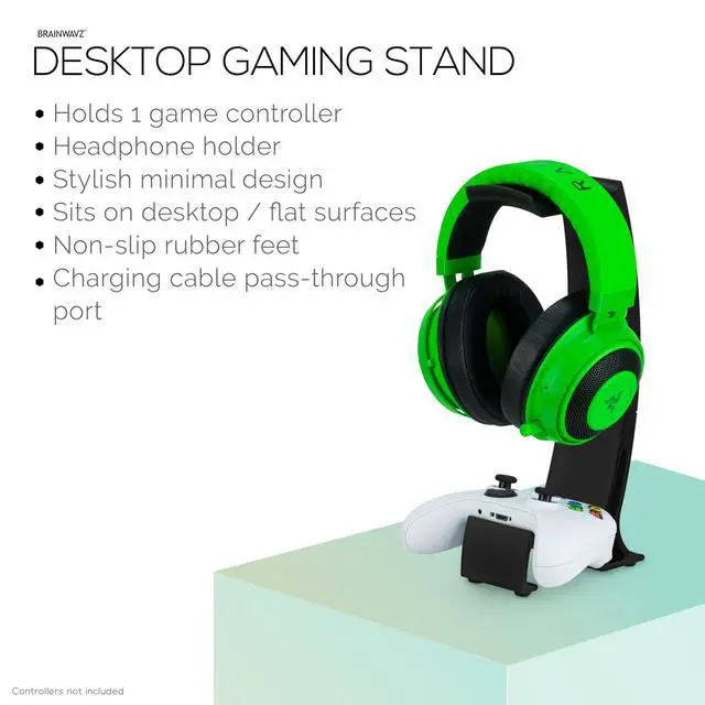 Alt view image 4 of 7 - Headphone Stand & Game Controller Holder Sleek Headset Hanger & Gamepad Stand for Xbox, PlayStation, Legacy, Retro & More (UGDS16)