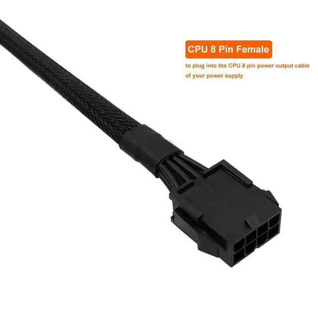 Alt view image 2 of 4 - 8-Pin CPU Extension Cable (2-Pack) - ATX Female to Male (4+4) Adapter Sleeved Cable for Motherboard, 20.8-inch (53cm)