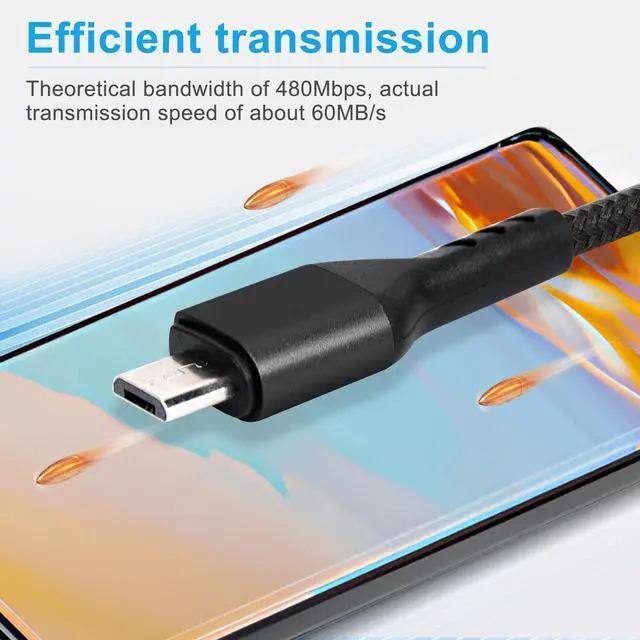 Alt view image 2 of 7 - Micro USB Cable 2-Pack 10ft, 5V/1A Fast Charging Cord, Nylon Braided with Magnetic Ring, USB 2.0 Data Sync Cable for PS4, Xbox One Controllers, Android Phones