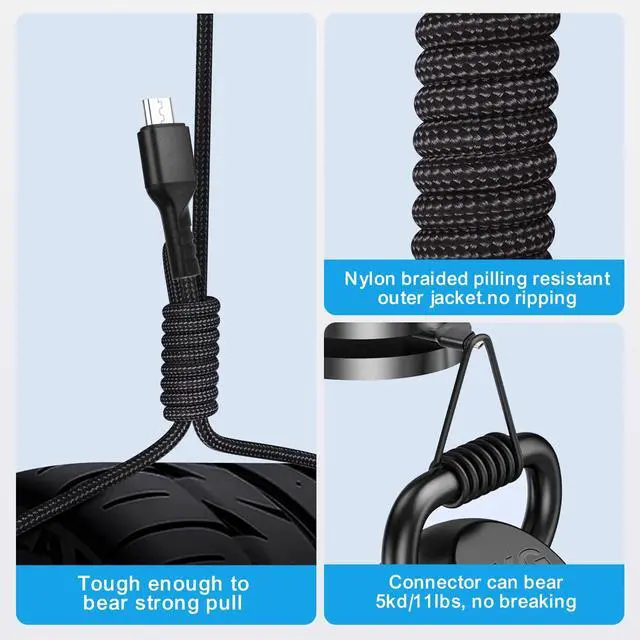 Alt view image 7 of 7 - Micro USB Cable 2-Pack 10ft, 5V/1A Fast Charging Cord, Nylon Braided with Magnetic Ring, USB 2.0 Data Sync Cable for PS4, Xbox One Controllers, Android Phones
