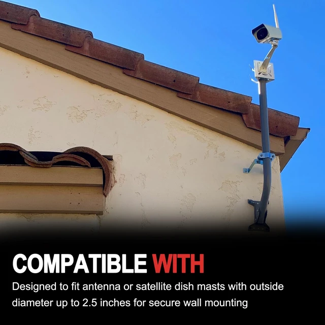 Alt view image 5 of 6 - 4 Heavy-Duty Wall Mount Pair with Brackets & Lag Bolts for TV Antenna Mast 2 pack
