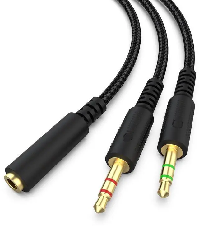Main image of Replacement Audio Cable Cord Wire with Y Splitter for Razer Kraken X/BlackShark V2 Pro/Razer Nari Headphone Gaming Headset Adapter to PC/Speaker/Headphone