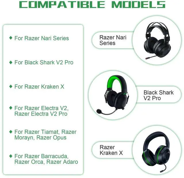 Alt view image 2 of 7 - Replacement Audio Cable Cord Wire with Y Splitter for Razer Kraken X/BlackShark V2 Pro/Razer Nari Headphone Gaming Headset Adapter to PC/Speaker/Headphone