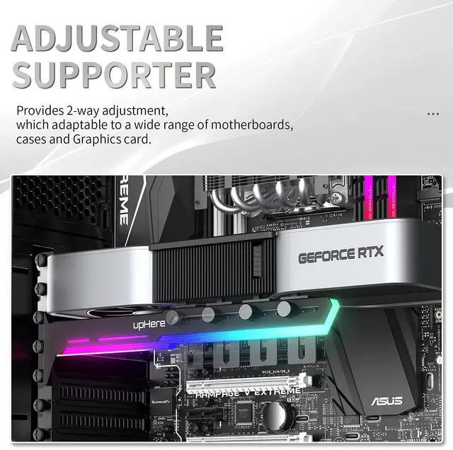 Alt view image 3 of 7 - 5V 3PIN Addressable RGB Graphics Card GPU Brace Support Video Card Sag Holder,Built-in 5V ARGB Strip,Adjustable Length and Height Support,G276ARGB