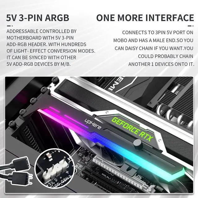 Alt view image 4 of 7 - 5V 3PIN Addressable RGB Graphics Card GPU Brace Support Video Card Sag Holder,Built-in 5V ARGB Strip,Adjustable Length and Height Support,G276ARGB