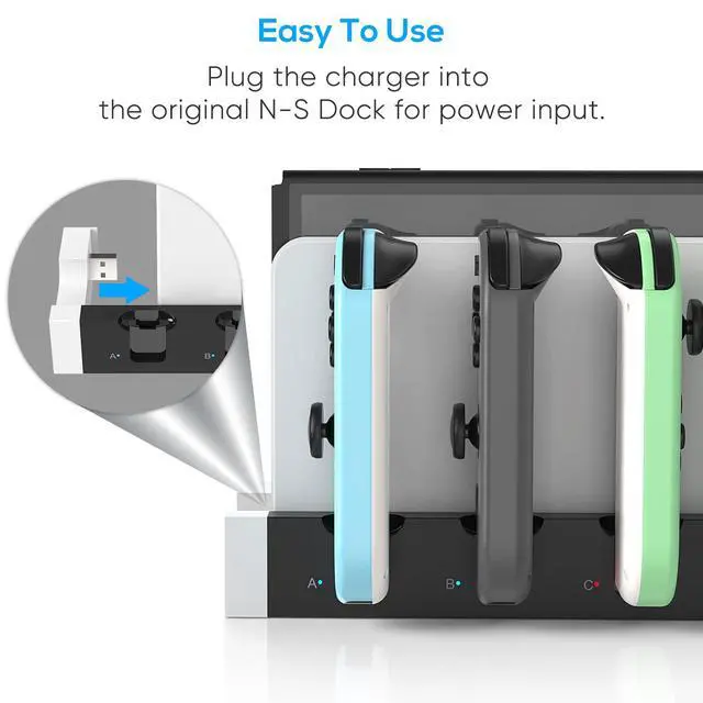 Alt view image 3 of 7 - Charging Dock Compatible with Nintendo Switch & Switch OLED Model Joycons, Switch Controller Charger Dock Station for Joycon Charges up to 6pcs, Charging Stand Station for Nintendo Switch/OLED Model