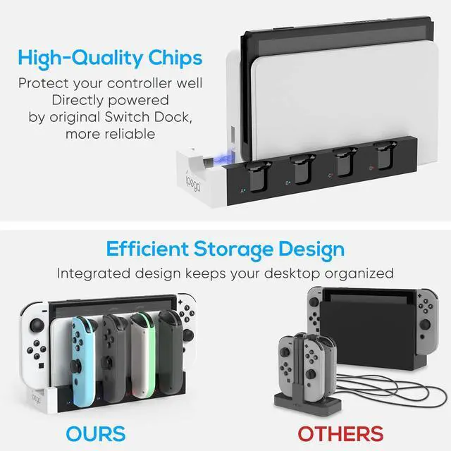 Alt view image 4 of 7 - Charging Dock Compatible with Nintendo Switch & Switch OLED Model Joycons, Switch Controller Charger Dock Station for Joycon Charges up to 6pcs, Charging Stand Station for Nintendo Switch/OLED Model