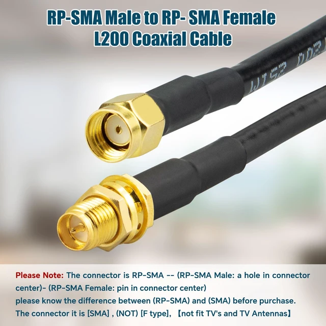 Alt view image 2 of 7 - Upgraded B-LMR200 PRSMA Antenna Coaxial Cable 49.2ft RP-SMA Male to RP-SMA Female Extension Cable LMR200 Equivalent for WiFi Antennas, Wireless routers, Better Than RG58